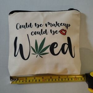 Stylish Cream Makeup Pouch Weed Funny